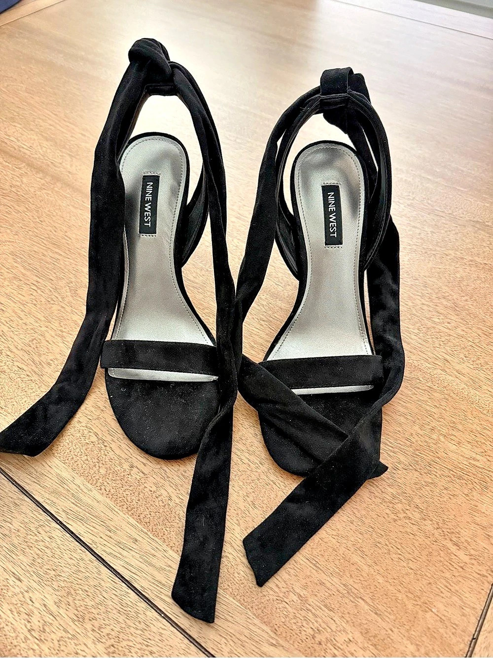 Nine West Kelsie Ankle Wrap Heeled Sandal Black US 7.5M